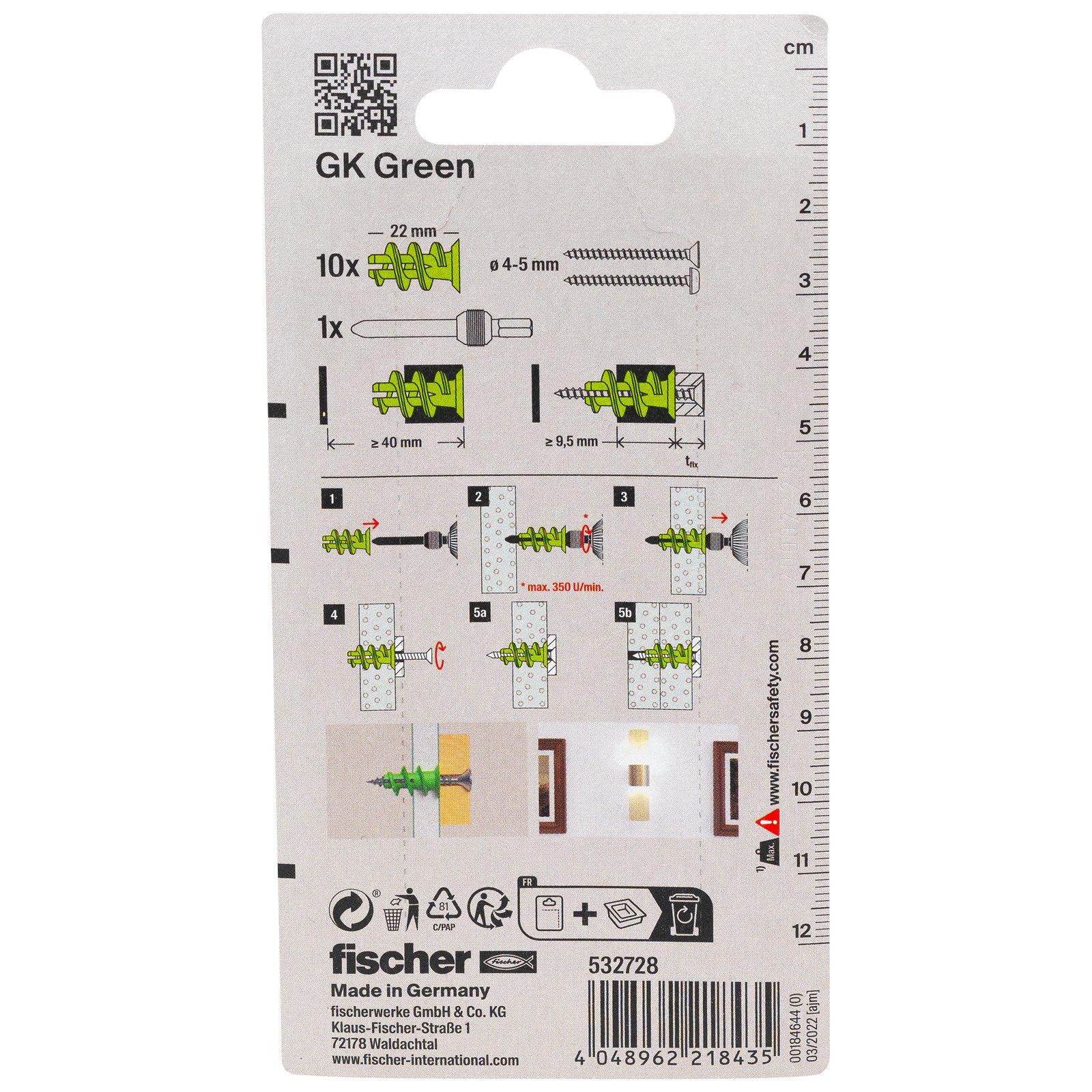 fischer Gipskartondübel GK Green K