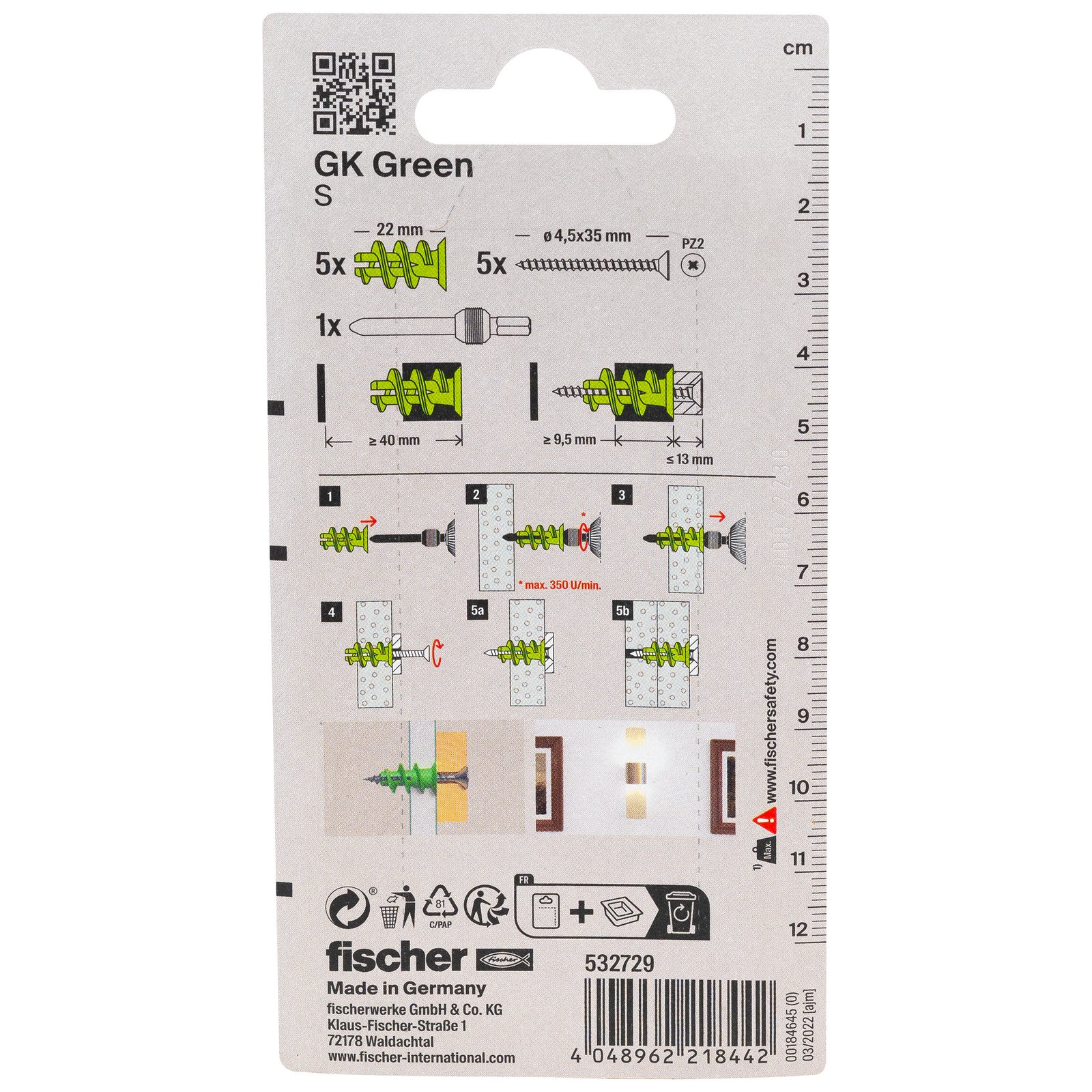 fischer Gipskartondübel GK Green S K