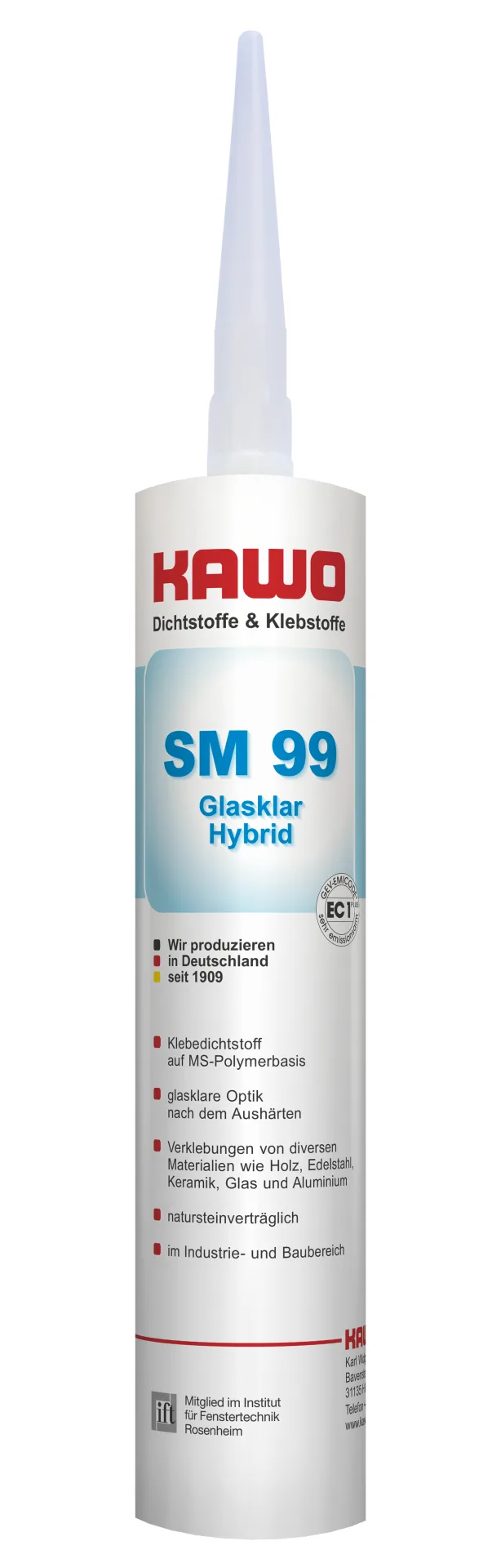 KAWO SM 99 Glasklarer Hybrid-Klebedichtstoff (MS-Polymer)