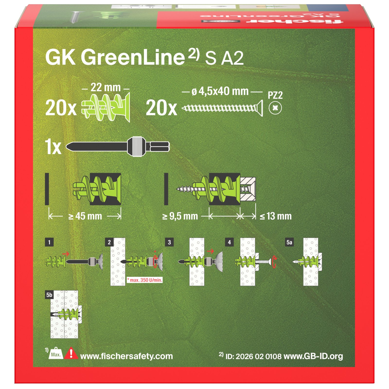 fischer Gipskartondübel GK Green S A2