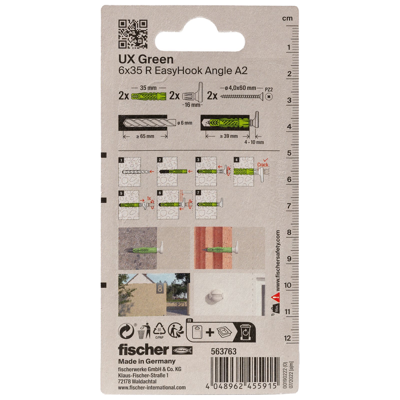 fischer UX Green R EasyHook Angle A2 K