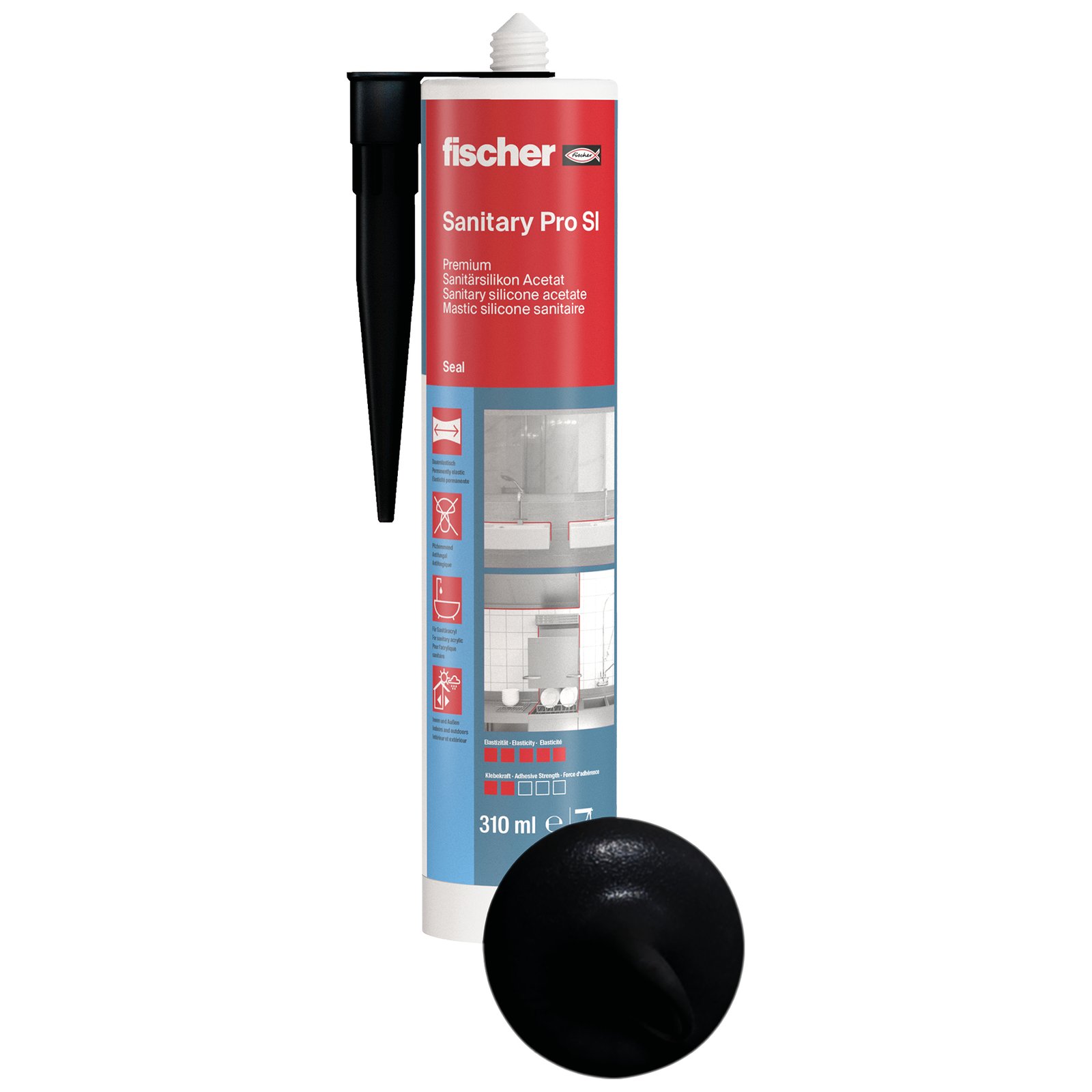 fischer Sanitärsilikon Sanitary Pro SI sw