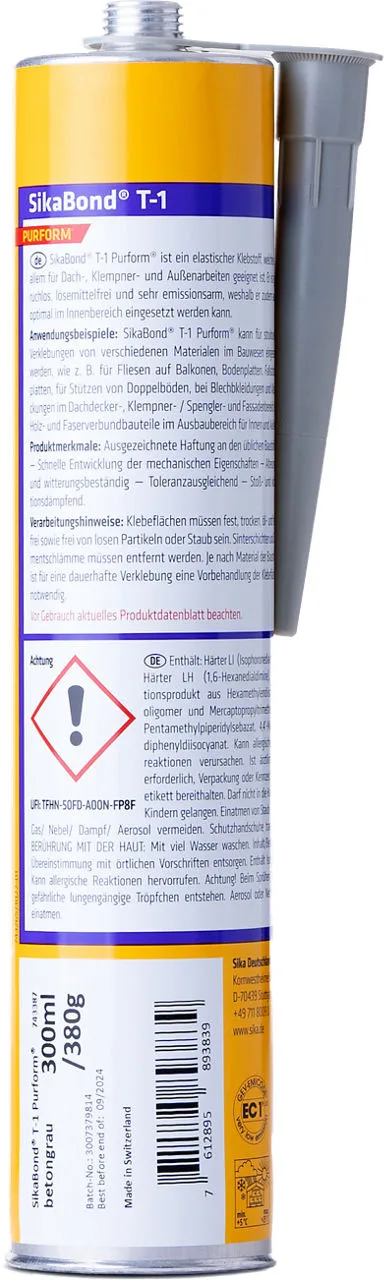 Sika SikaBond T-1 Purform Elastischer Klebstoff, betongrau