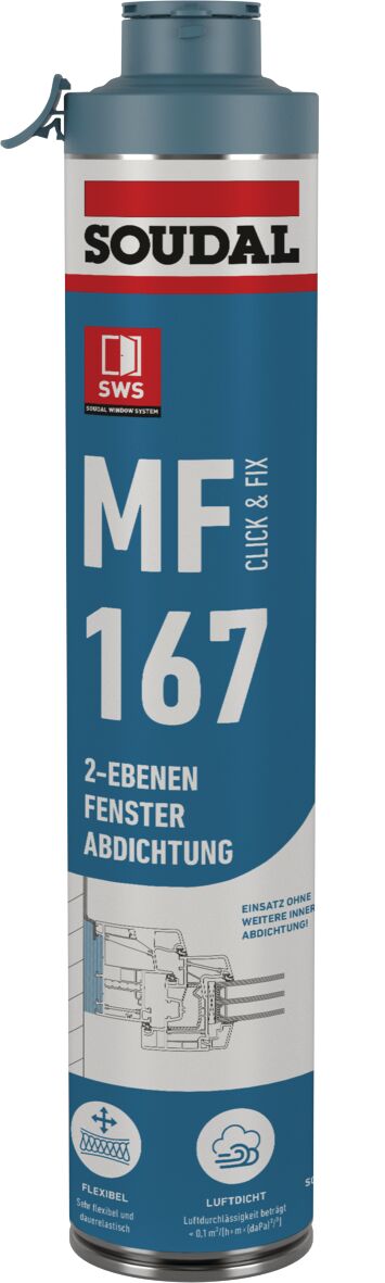Soudal MF 167 Click and Fix PU-Pistolenschaum 750 ml Fenster