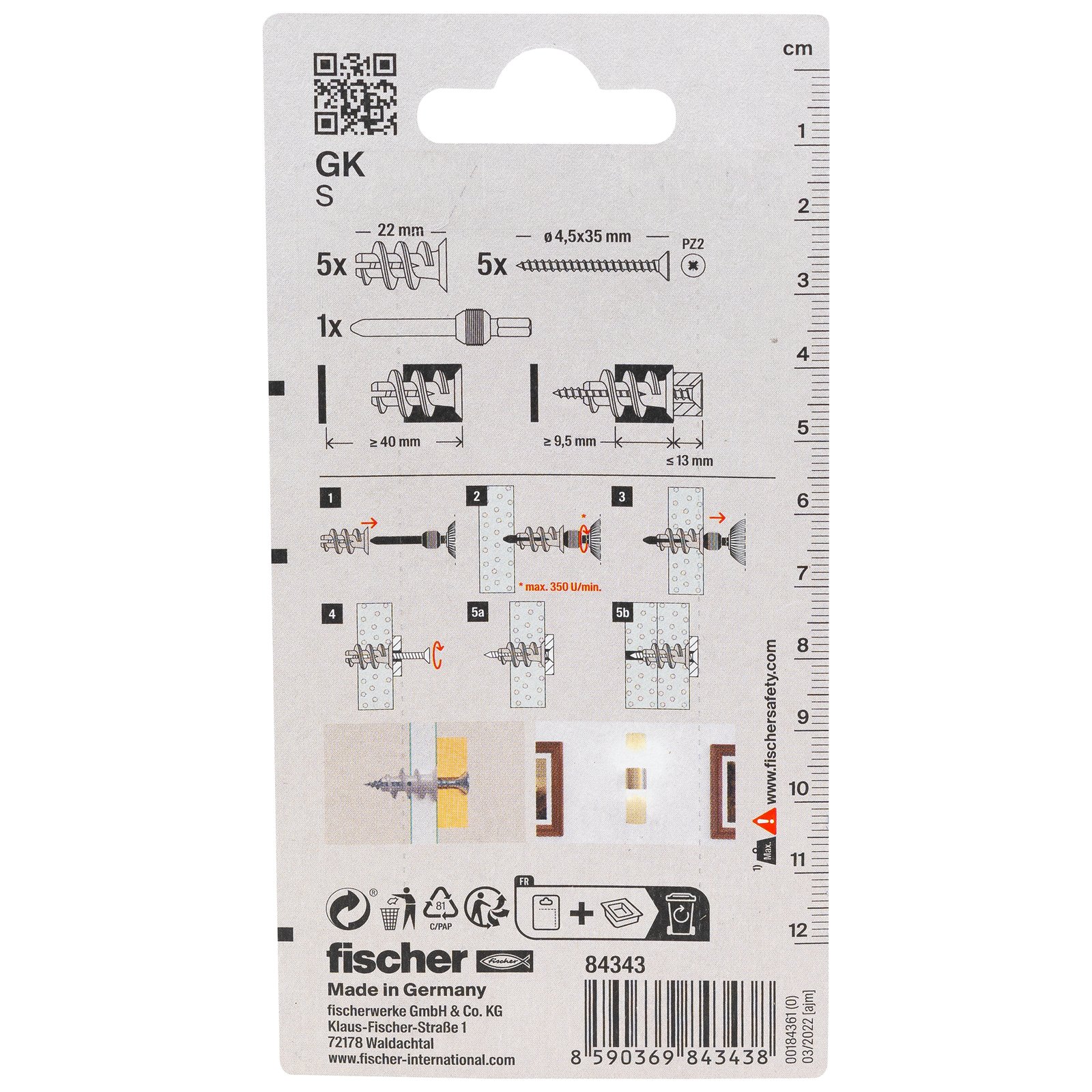 fischer Gipskartondübel GK S K