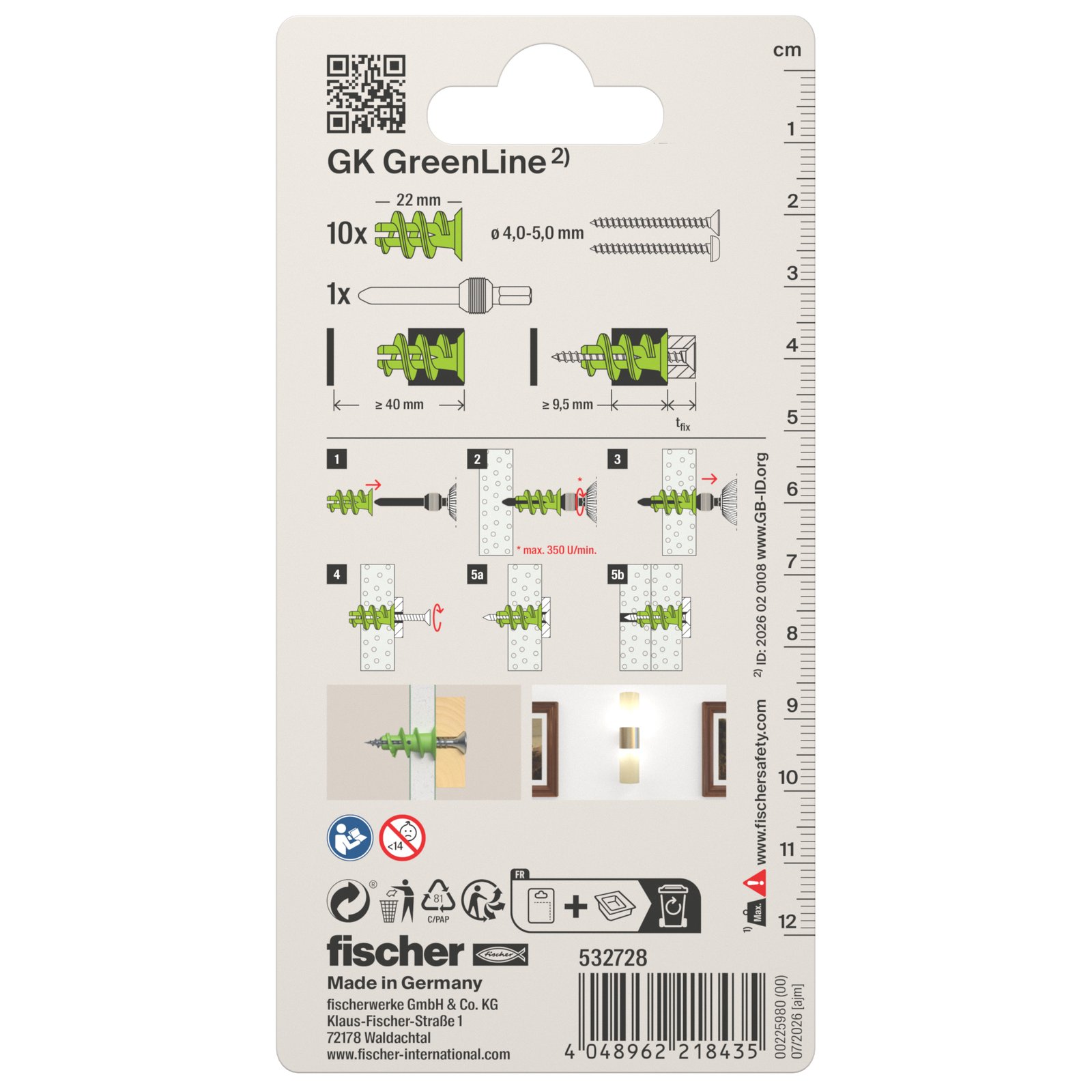 fischer Gipskartondübel GK Green K