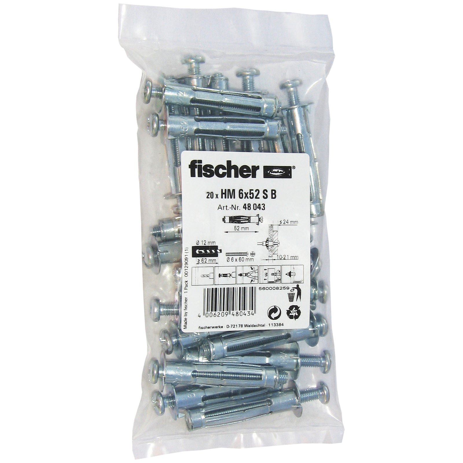 fischer Hohlraum-Metalldübel HM S B