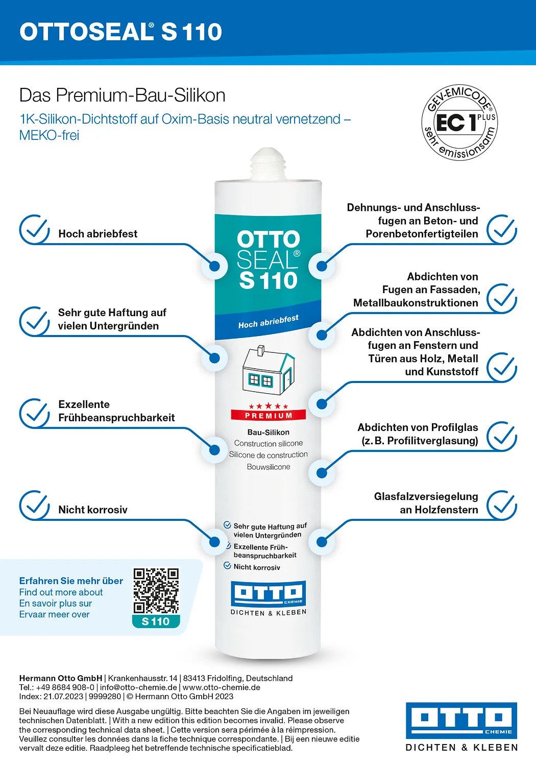 OTTOSEAL S 110 - Premium-Bau Silikon - mahagoni