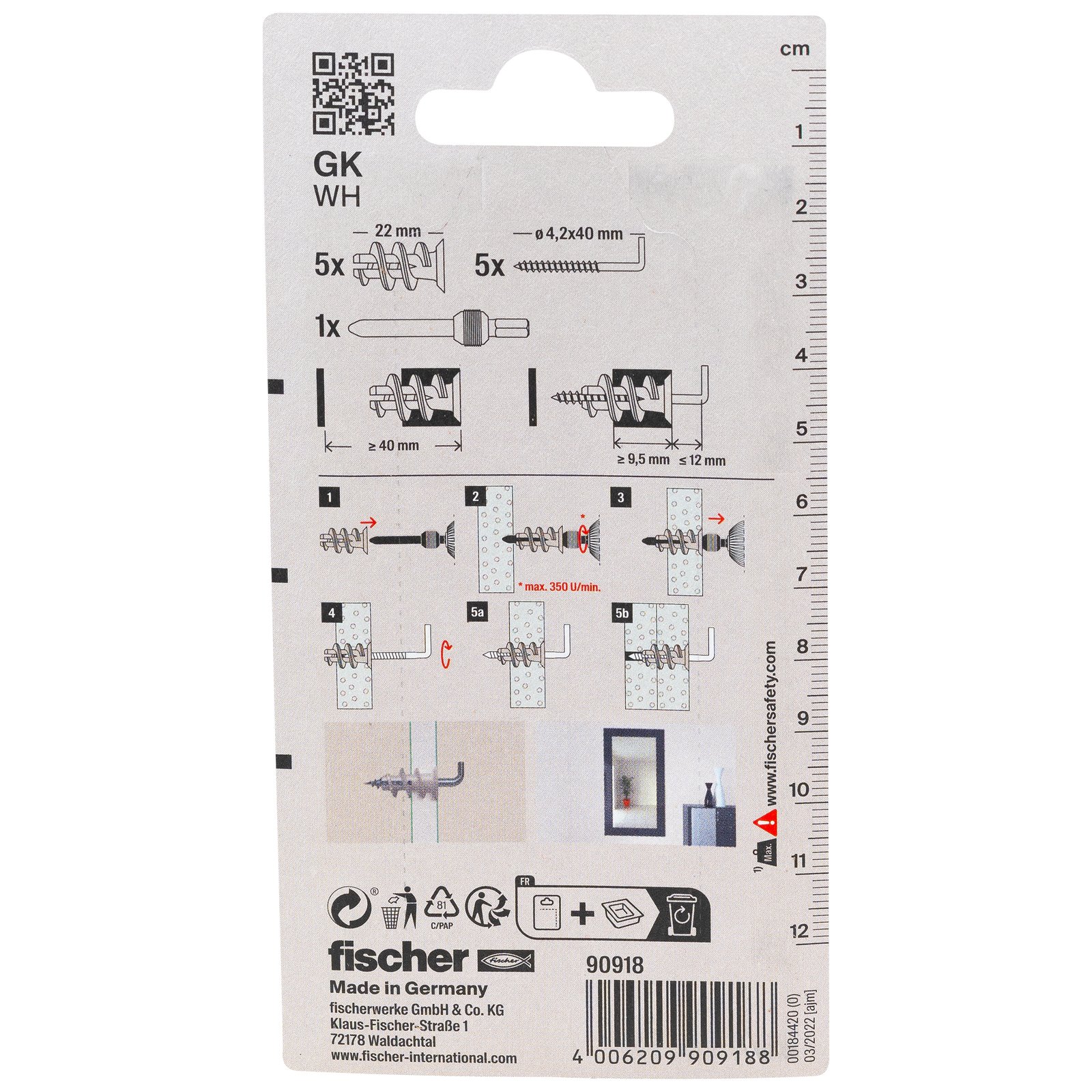 fischer Gipskartondübel GK WH K