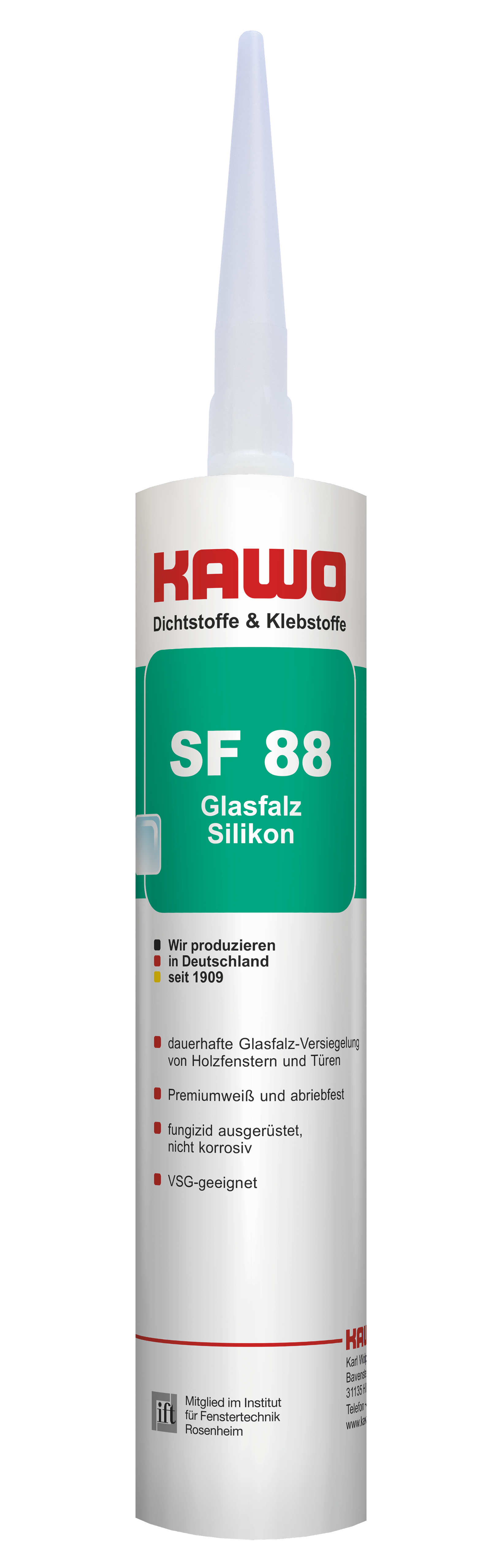 KAWO SF 88 Profi Glasfalz-Silikon (Schnellhärtend) Glasfalz-Versiegelung