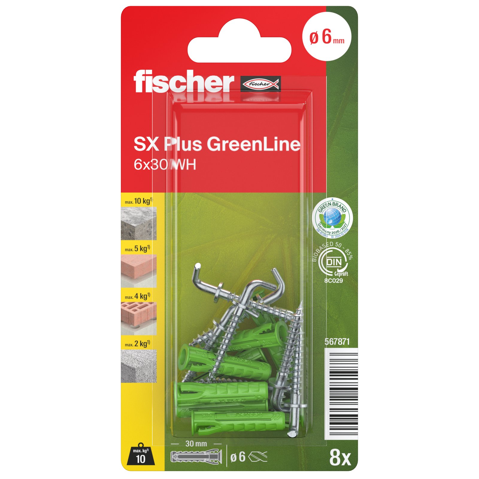 fischer Dübel SX Plus Green WH K