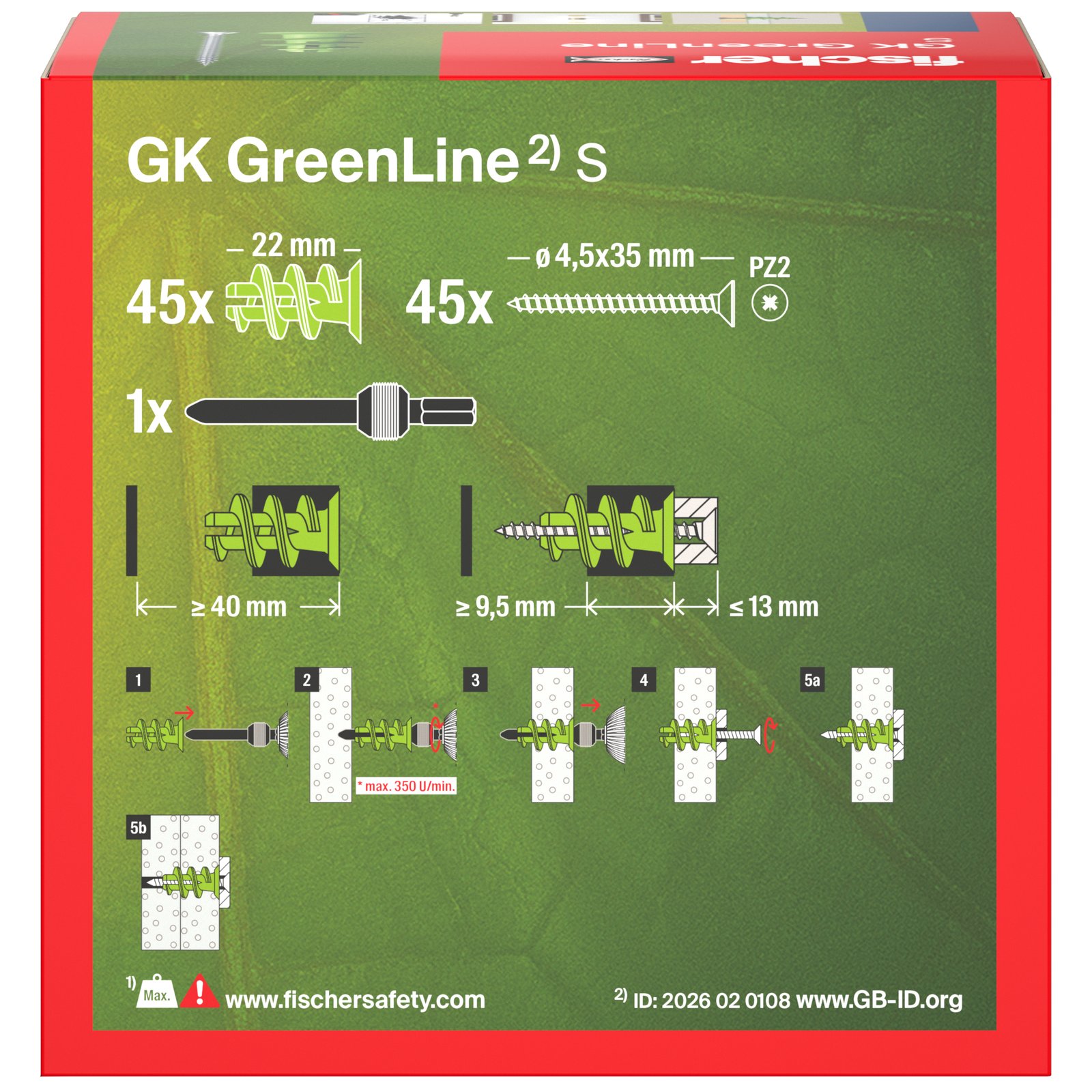 fischer Gipskartondübel GK Green S