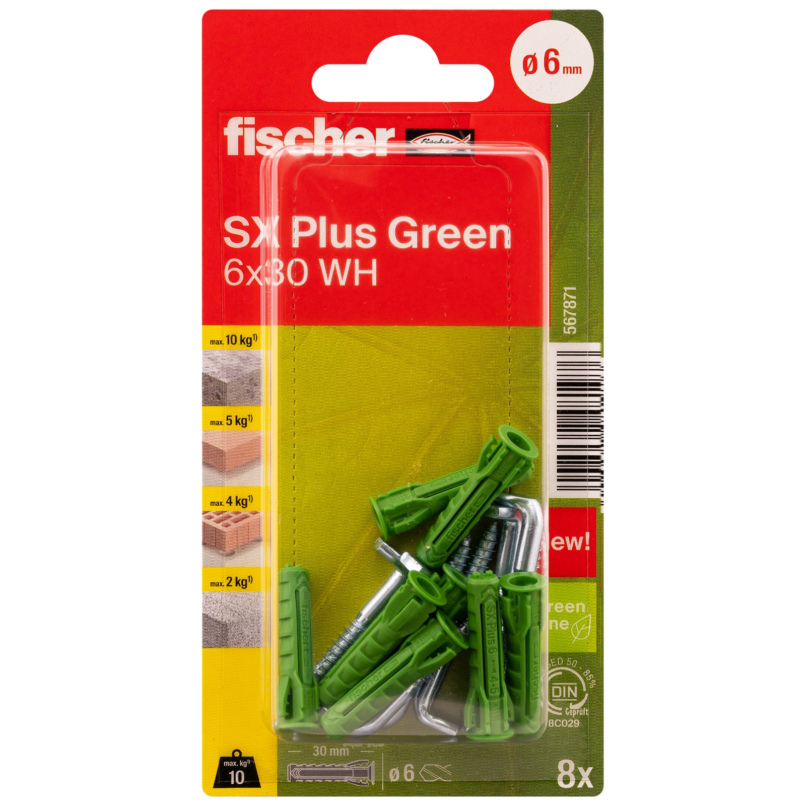 fischer Dübel SX Plus Green WH K