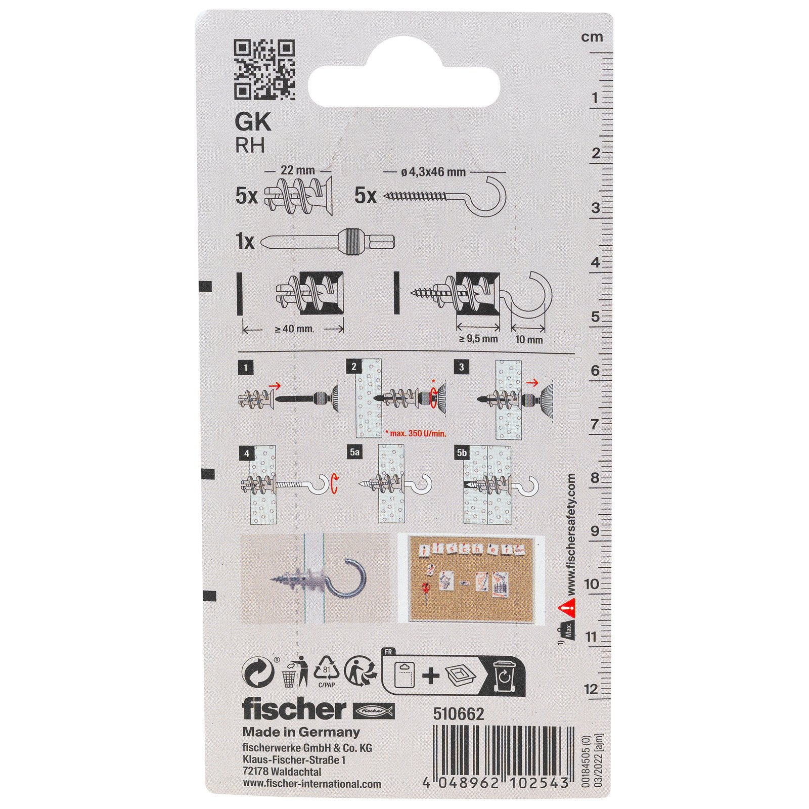 fischer Gipskartondübel GK RH K