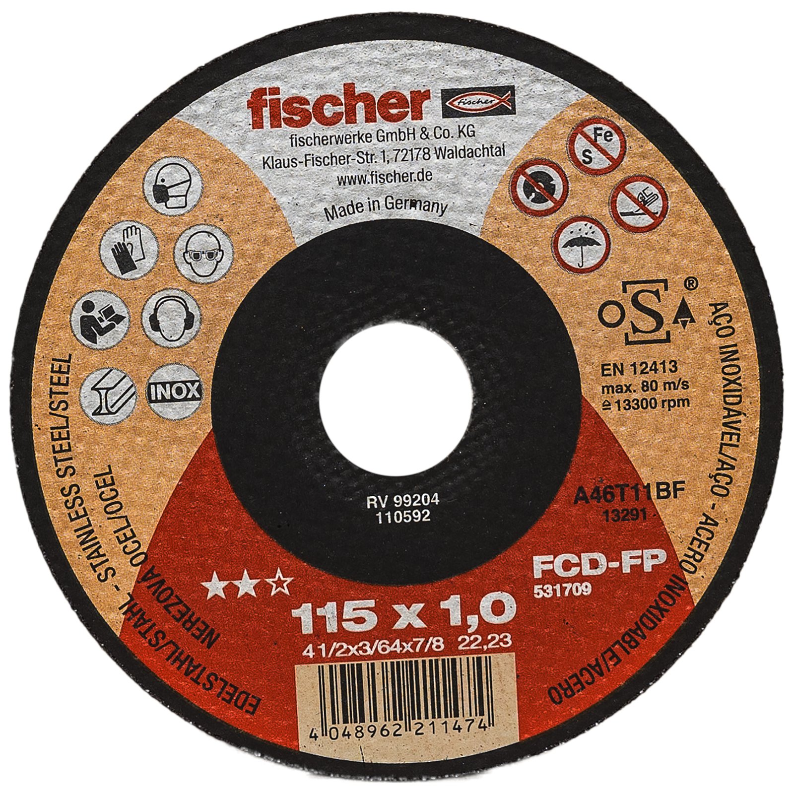 fischer Trennscheibe FP flach Inox