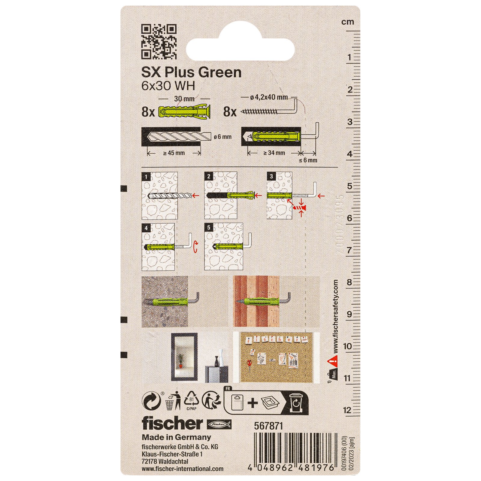 fischer Dübel SX Plus Green WH K