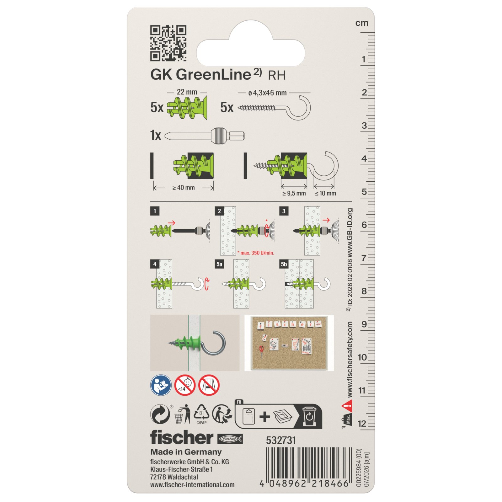 fischer Gipskartondübel GK Green RH K
